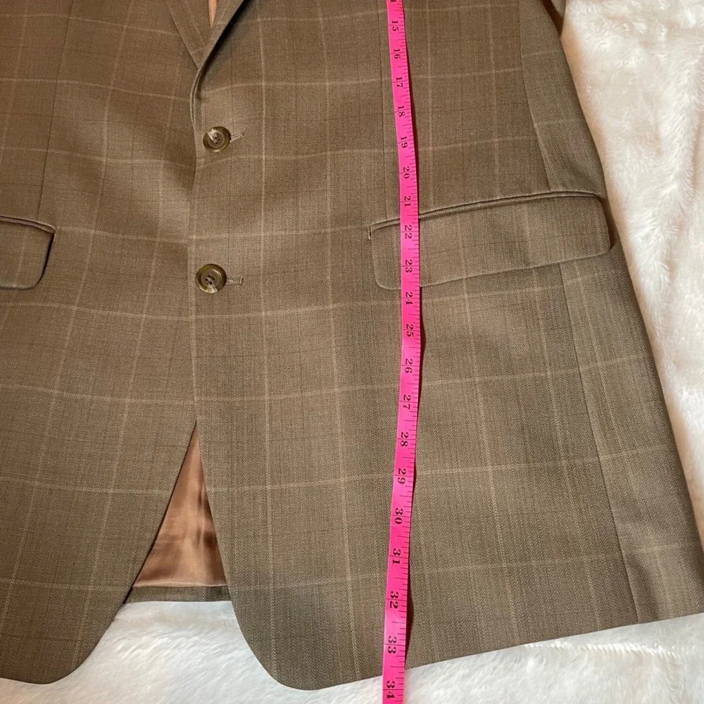 Lauren Ralph Lauren Mens 43L Brown Windowpane 100% Wool‎ 2-Button Sport Coat